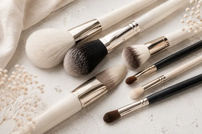 Make-up Pinsel und Produkte für ein Gruppen-Coaching