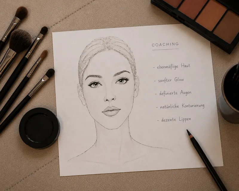 Skizze eines Make-up Looks mit Pinseln für ein Make-up Coaching